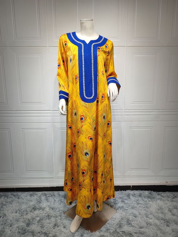 Dubai Jalabiya Dress for Women Embroidered Crystal Hotfix Print Modest Muslim Fashion Breathable Polyester Blend S-XXL Eid Casual Wear_ecoleips.com