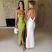 Summer Fashion Women's Backless Slim Slit Suspender Dress Sexy Temperament European And American Style 2025 Cross Border Wholesale_ecoleips.com