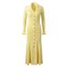 Women's French Style Long Dress Elegant Single-Breasted Lapel Collar Fashion_ecoleips.com