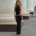 Women's Summer Halter Neck Sleeveless Tank Top And High Waisted Flared Pants Two Piece Set European American Style_ecoleips.com