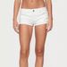 Low-Rise Denim Shorts For Women – Stretchy A-Line High Waist Hot Pants | American Retro Style (S-L, White/Washed Blue)_ecoleips.com
