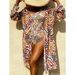 Women's Retro Print Gold Foil One Piece Swimsuit Long Sleeve Sun Protection Cover Up Hot Spring Two Piece Set_ecoleips.com