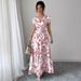A-line With Floral Print, Beach Hem, Charming Holiday Look, 2025 Party Short-sleeve Fashion, Ruffled Elegant Women's_ecoleips.com