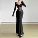 New Women's Clothing European And American Style Elegant Temperament Sexy Slim Hip Wrap Semi-perspective Long-sleeved Dress Women_ecoleips.com