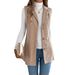 Women's Long Double-Breasted Corduroy Vest Coat With Pockets – Classic Fall/Winter Streetwear In Khaki, Burgundy & Brown_ecoleips.com