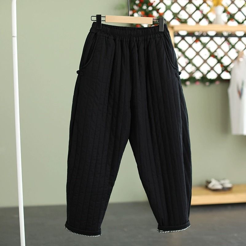 Women's Clothing Overstock Style, Winter Warm Cotton Padded Harem Pants, Thickened Retro Cotton Pants For Women, Perfect For Outer Wear._ecoleips.com