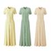 Women's French Style Crochet Lace A-Line Dress Summer Breathable Slim Fit round Neck Short Sleeve Knit Gown_ecoleips.com