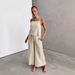 European And American 2025 Summer Cotton And Linen Cool Suspender Trousers Loose Casual Comfortable Two Piece Set_ecoleips.com