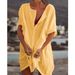 Women's Clothing Shirts Multi Color Multi Size Medium Long Loose Solid Color Short Sleeved Shirts_ecoleips.com