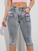 Women's Clothing Women's Slim Fit Zippered Cropped Jeans Faux Pockets Style Versatile Stylish Denim For Formal & Casual For Women_ecoleips.com