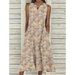 2023 European And American Women's Summer Digital Print V-Neck Floral Long Loose Sleeveless Dress_ecoleips.com