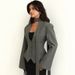 European And American Style Fashion Solid Color Collar Scarf Embellished Women's Autumn New Long-sleeve Casual Blazer_ecoleips.com