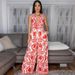 Women's Clothing Loose Jumpsuit Sleeveless Lace Up Top Zipper Printed Jumpsuit_ecoleips.com