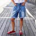 plus Size mid Rise Bermuda Shorts Women's Stretch Denim Shorts Washed Distressed Patch Pocket European American Style_ecoleips.com