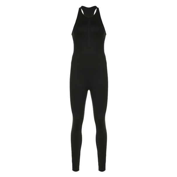 Women's Clothing Casual Simple Street Personality Ins Trend Brand Zipper Sports Sleeveless Jumpsuit Trousers_ecoleips.com