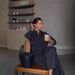 New Women's Fashion OL Elegant Style Button Striped Wide-Leg Pants Set_ecoleips.com