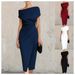 Women's Clothing Off The Shoulder Pleated Dress Fitted Waist Banquets Work Formal Wear Slit For Formal & Casual For Women_ecoleips.com