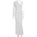 Women Sexy One Shoulder Slant Collar Long Sleeve Dress Hollow Out Lace Bow Detail Evening Party Cocktail Dress For Females_ecoleips.com