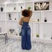 Women's Clothing Backless Halter Neck Sleeveless Lapel High Waist Denim Jumpsuit_ecoleips.com