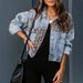 Women's Long Sleeve Denim Jacket Spring Style Leopard Print Patchwork Relaxed Everyday Wear Comfortable Feshion_ecoleips.com