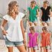 DiYun's Self-designed Short-sleeve Solid Color Hollow-out Shirt For Women, 2026 Summer Elegant Commuter V-neck_ecoleips.com