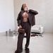 Casual Women's Color Matching Suit, Long-sleeved Zipper Cardigan Jacket, Lace-up Striped Pants, Two-piece Set_ecoleips.com