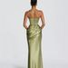 Women's Clothing Satin Off-Shoulder Long Dress Style Asymmetrical Pleated Waist Fishtail Draped Skirt Hollow Out Design_ecoleips.com