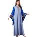 Plus Size Women's Patchwork Color Block Long Robe Dress Loose Fitting Fashionable Muslim Clothing Relaxed Everyday Wear Comfortable Feshion_ecoleips.com