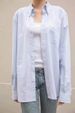 Verve BM Style Couple's Sun Protection Blue And White Striped Single-Breasted Loose Long Sleeve Shirt For Women_ecoleips.com