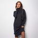 Women's High Neck Knit Sweater Dress - Oversized A-line Pullover Tunic For Fall Winter, Soft & Slimming, Solid Color Casual Elegance_ecoleips.com