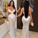 Women's Clothing Sexy Suspenders V Neck Lace See Through Hip Dress Waist Revealing Long Skirt New Style_ecoleips.com