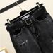 Korean Style plus Size Ripped Cropped Jeans Loose Fit Slimming Straight Leg Carrot Harem Trendy Women's Denim_ecoleips.com