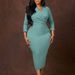 plus Size Women's Fashion V Neck Solid Color Bodycon Pencil Skirt D3356 Slimming African Dress_ecoleips.com