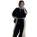 Women's Clothing Hooded Loose Plus Velvet Sweater Thick Coat Color Matching Casual Pants Sports Suit_ecoleips.com