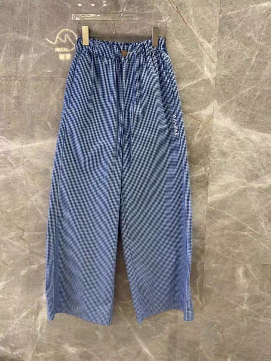 Women's High Waist Loose Fit Cotton Wide Leg Pants With Letter Embroidery – Summer Casual Drawstring Trousers_ecoleips.com