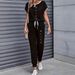 Women's Color Block Trim Casual Suit Loose Fit Short Sleeve American Style Spring Summer Autumn New_ecoleips.com