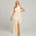 Sophisticated Women's Halter Neck High Slit Bodycon Evening Dress For Banquet & Party_ecoleips.com