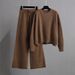Women's Casual Knit Sweater Wide Leg Pants Set Cozy Autumn Winter Outfit Loose Fit Comfortable Stretch Fabric_ecoleips.com