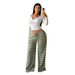 Women's Loose Fit Stripe Pants, Elastic Waist Wide Leg Trousers For Casual Outfits, Comfortable Straight Leg Lounge Pants_ecoleips.com