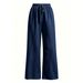 French Style Loose Fitting Trousers for Women Slightly Flared Casual Slimming Leg Lengthening Solid Color Straight Leg Bottoms_ecoleips.com