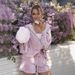 Voya Women’s Plush Hooded Tracksuit Set – Dusty Blue Tie-Dye Lounge Shorts + Oversized Zip-Up Sweatshirt, Cozy Casual Wear, EU Home & Street Style_ecoleips.com