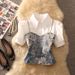 Women's Clothing Summer Suit Niche Versatile Irregular Suspenders Puff Sleeves Inner Short Sleeved Shirt Two Piece Suit_ecoleips.com