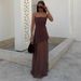 European And American Temperament Sleeveless Tube Top Dress Women's Beach Vacation Fashion Mesh Stitching Elegant Slit Dress Foreign Trade_ecoleips.com