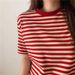 Striped, Fashionable And Stylish Pure Cotton T-Shirt, Korean Style, Color Contrast, Comfortable And Unique Short-Sleeved_ecoleips.com