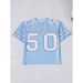 Women's Clothing Summer Casual Blue Letter Printed T Shirt Women's Round Neck Short Sleeve Harajuku Football Jersey Streetwear Y2K_ecoleips.com