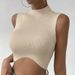 2025 Spring New Style Semi-High Collar Hem Curved Crop Top Sexy Slim Fit For Women_ecoleips.com