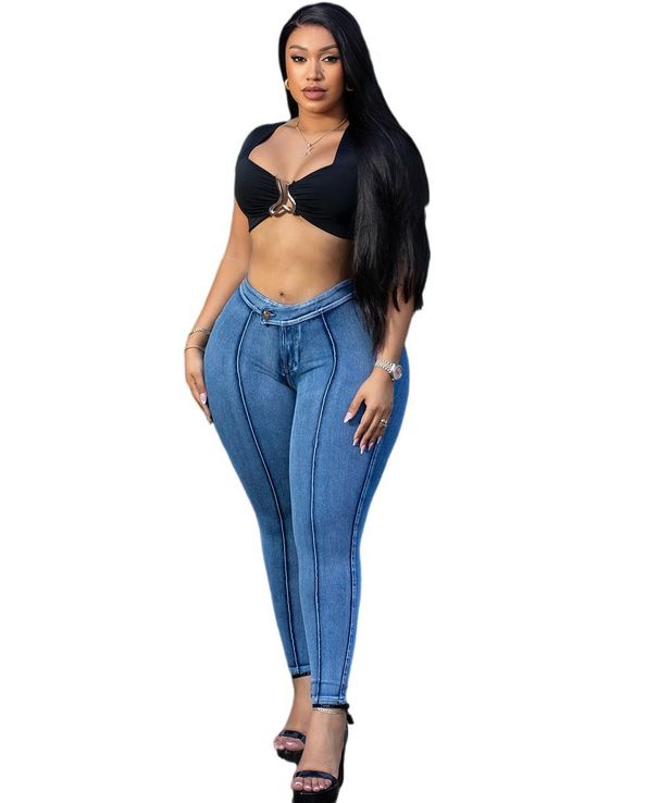 Women's Washed Denim Jeans Street Fashion Casual Stretch Trousers Style Similar Clothing_ecoleips.com