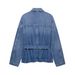 Distressed Denim Shirt Jacket Women's Oversized Vintage Style Streetwear Casual Long Sleeve Polo Collar Top (Blue, XS/S/M/L)_ecoleips.com