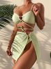 Women's Clothing Split Rope Bikini Bikini Multi Color Small Pit Strip Three Piece Swimsuit_ecoleips.com