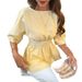 Women's Romantic Backless Tie Waist Loose Shirt Top Spring/Summer European American French Style_ecoleips.com